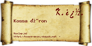 Kossa Áron névjegykártya